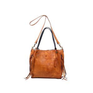 OLD TREND Women's Orange Leather Adjustable Strap Tote Handbag Purse